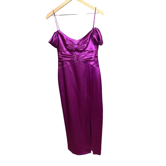 Aidan Mattox Womens Fuchsia Satin Maxi Dress Size 6 - Picture 4 of 7
